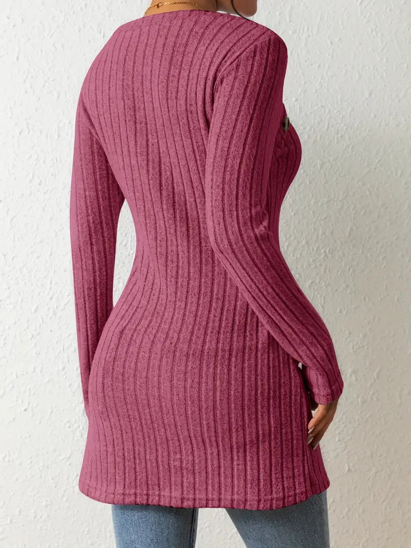 Juliana | Asymmetric Top with Button Closure and Ribbed Texture