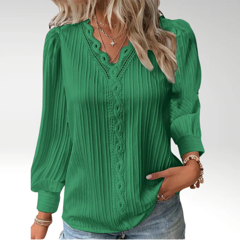 Emma | Blouse with Lace Details in Chiffon