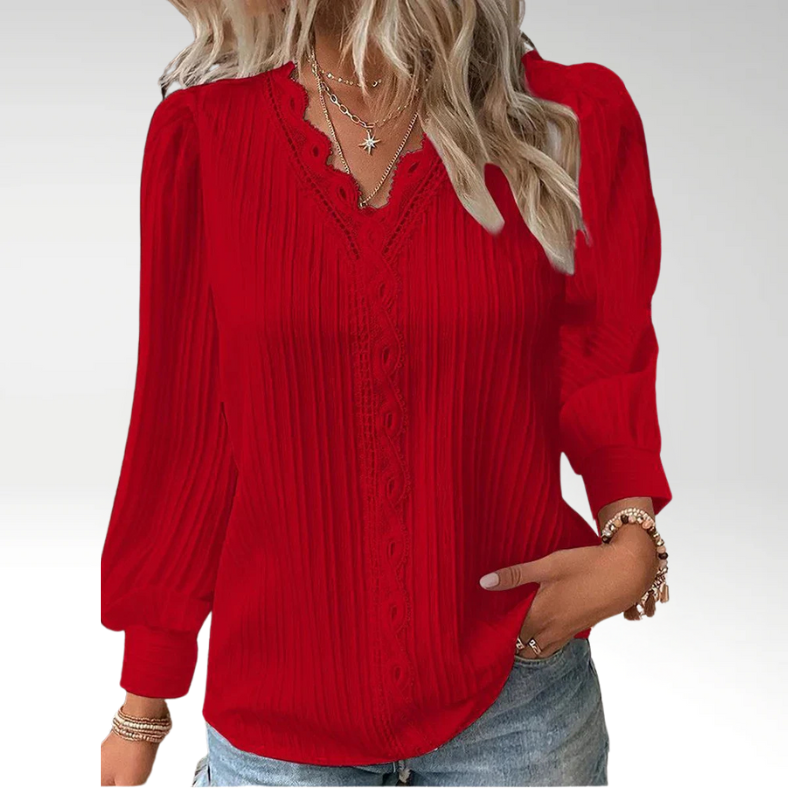 Emma | Blouse with Lace Details in Chiffon