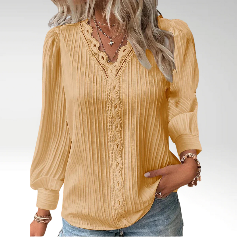 Emma | Blouse with Lace Details in Chiffon