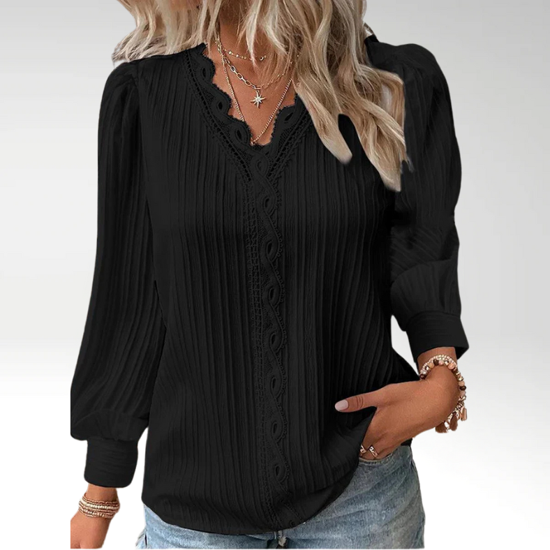 Emma | Blouse with Lace Details in Chiffon