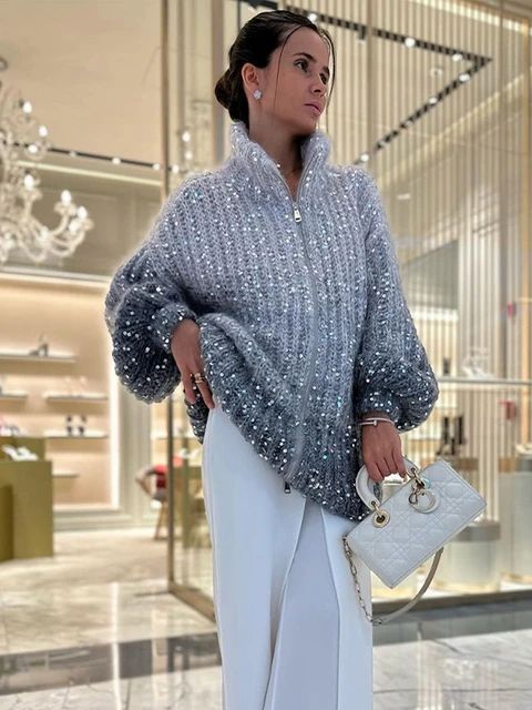 Emily | Oversized Luxurious Knitted Sweater with Elegant Glitter Details